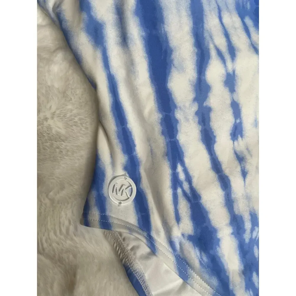 Michael Kors 1pc Blue Striped Swimsuit NWT Size 10 - Picture 8 of 10